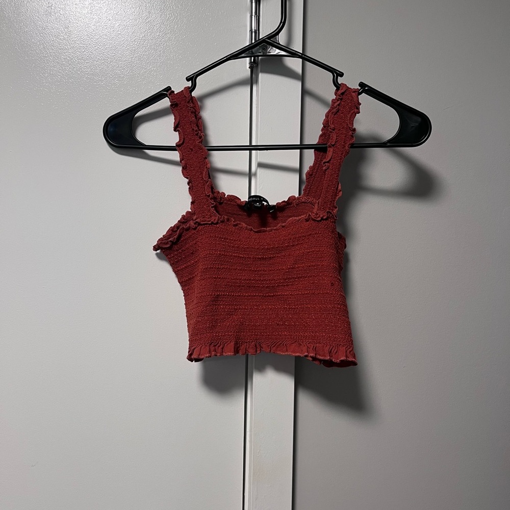PacSun Burgundy Ruffled Crop Top